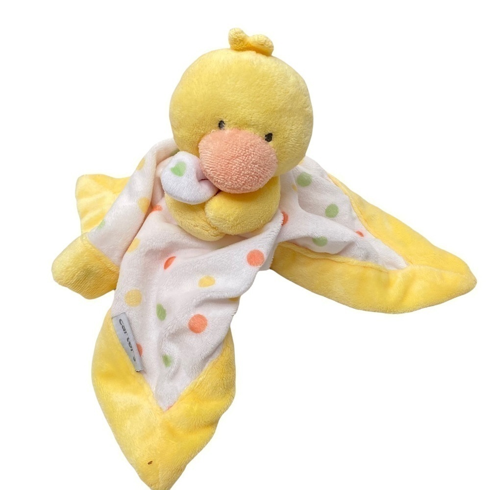 Carter’s Yellow Duck Polka Dot Lovey Security Blanket Stuffed Animal Toy - Picture 6 of 9